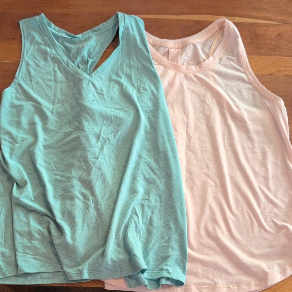 Old Navy Sleeveless Cut Out Tank Tops Green and Pink